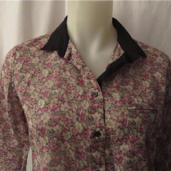 THE KOOPIES BLACK/PINK/GREEN/IVORY FLORAL TOP S - Picture 3 of 6